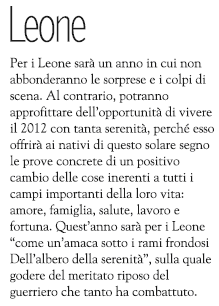 Oroscopo del leone per il 2012